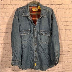 Stanley VTG Mens Flannel Lined Denim Chore Shirt Blue Size XXL Workwear Outdoor
